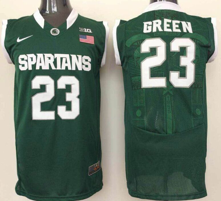 NCAA Men Michigan State Spartans #23 green green->more ncaa teams->NCAA Jersey